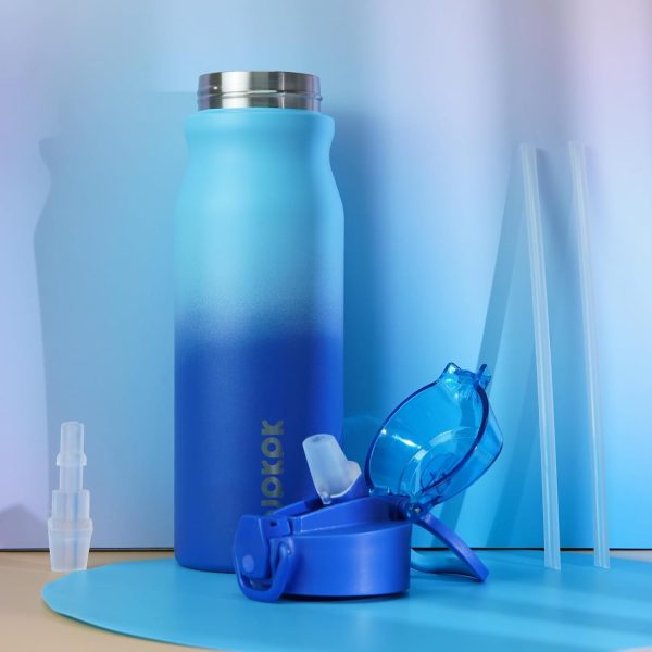 BJPKPK 18oz Insulated Water Bottle With Straw Stainless Steel Double Wall Water Bottles BPA Free Leak Proof Thermos With Lockable Flip Lid And Soft Silicone Spout,Ocean Dream - Image 121