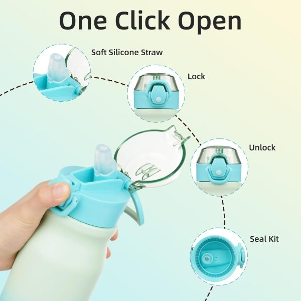 BJPKPK 18oz Insulated Water Bottle With Straw Stainless Steel Double Wall Water Bottles BPA Free Leak Proof Thermos With Lockable Flip Lid And Soft Silicone Spout,Ocean Dream - Image 124