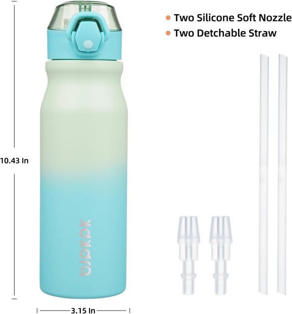 BJPKPK 18oz Insulated Water Bottle With Straw Stainless Steel Double Wall Water Bottles BPA Free Leak Proof Thermos With Lockable Flip Lid And Soft Silicone Spout,Ocean Dream - Image 125