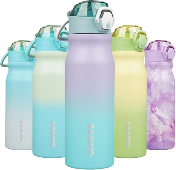 BJPKPK 18oz Insulated Water Bottle With Straw Stainless Steel Double Wall Water Bottles BPA Free Leak Proof Thermos With Lockable Flip Lid And Soft Silicone Spout,Ocean Dream - Image 126
