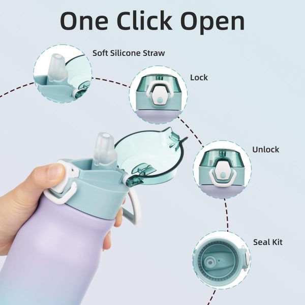 BJPKPK 18oz Insulated Water Bottle With Straw Stainless Steel Double Wall Water Bottles BPA Free Leak Proof Thermos With Lockable Flip Lid And Soft Silicone Spout,Ocean Dream - Image 128