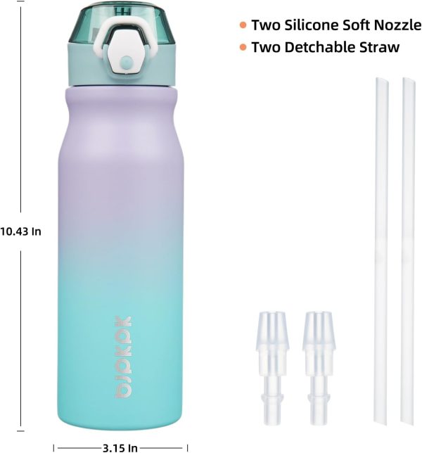 BJPKPK 18oz Insulated Water Bottle With Straw Stainless Steel Double Wall Water Bottles BPA Free Leak Proof Thermos With Lockable Flip Lid And Soft Silicone Spout,Ocean Dream - Image 129