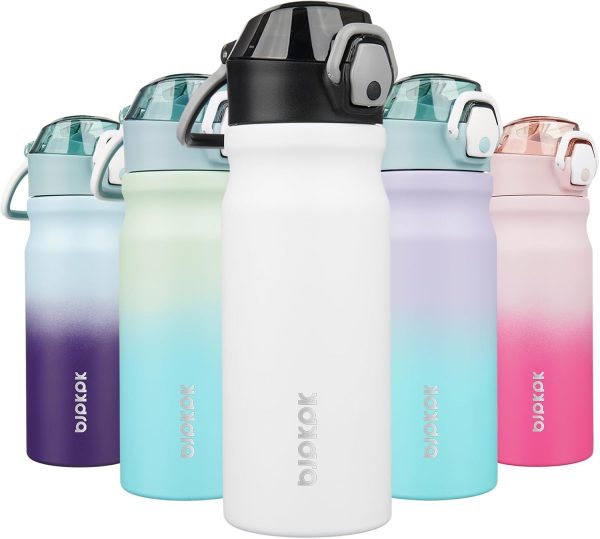 BJPKPK 18oz Insulated Water Bottle With Straw Stainless Steel Double Wall Water Bottles BPA Free Leak Proof Thermos With Lockable Flip Lid And Soft Silicone Spout,Ocean Dream - Image 131
