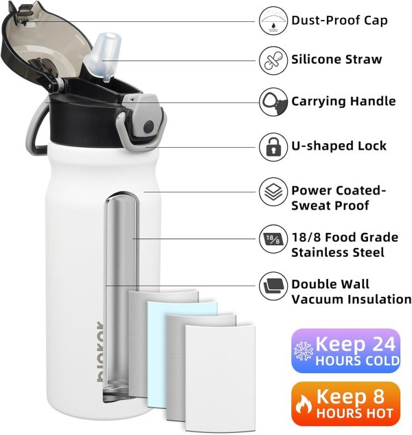 BJPKPK 18oz Insulated Water Bottle With Straw Stainless Steel Double Wall Water Bottles BPA Free Leak Proof Thermos With Lockable Flip Lid And Soft Silicone Spout,Ocean Dream - Image 132