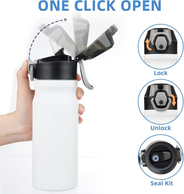 BJPKPK 18oz Insulated Water Bottle With Straw Stainless Steel Double Wall Water Bottles BPA Free Leak Proof Thermos With Lockable Flip Lid And Soft Silicone Spout,Ocean Dream - Image 133