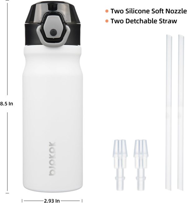 BJPKPK 18oz Insulated Water Bottle With Straw Stainless Steel Double Wall Water Bottles BPA Free Leak Proof Thermos With Lockable Flip Lid And Soft Silicone Spout,Ocean Dream - Image 134