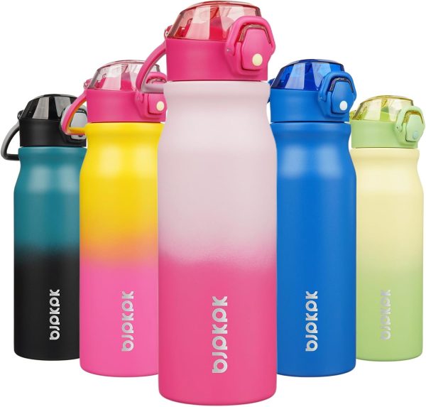BJPKPK 18oz Insulated Water Bottle With Straw Stainless Steel Double Wall Water Bottles BPA Free Leak Proof Thermos With Lockable Flip Lid And Soft Silicone Spout,Ocean Dream - Image 137