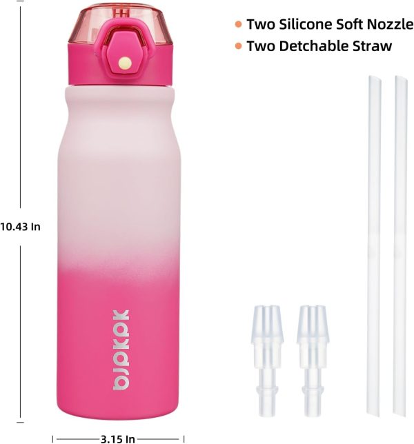 BJPKPK 18oz Insulated Water Bottle With Straw Stainless Steel Double Wall Water Bottles BPA Free Leak Proof Thermos With Lockable Flip Lid And Soft Silicone Spout,Ocean Dream - Image 140