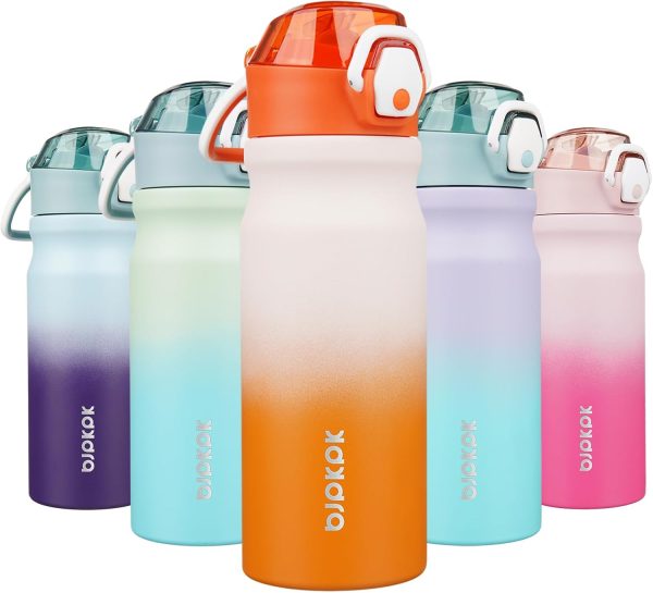 BJPKPK 18oz Insulated Water Bottle With Straw Stainless Steel Double Wall Water Bottles BPA Free Leak Proof Thermos With Lockable Flip Lid And Soft Silicone Spout,Ocean Dream - Image 142