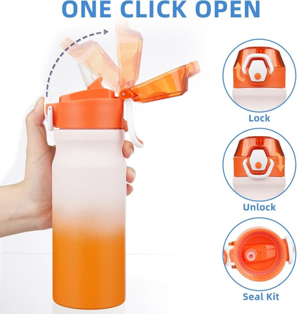 BJPKPK 18oz Insulated Water Bottle With Straw Stainless Steel Double Wall Water Bottles BPA Free Leak Proof Thermos With Lockable Flip Lid And Soft Silicone Spout,Ocean Dream - Image 144