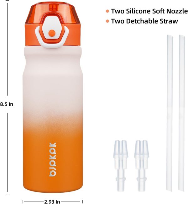 BJPKPK 18oz Insulated Water Bottle With Straw Stainless Steel Double Wall Water Bottles BPA Free Leak Proof Thermos With Lockable Flip Lid And Soft Silicone Spout,Ocean Dream - Image 145