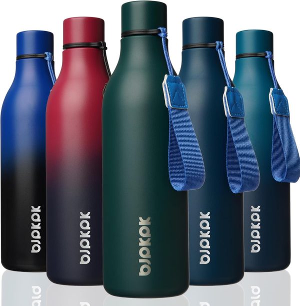BJPKPK Insulated Water Bottles, 18 oz Stainless Steel Metal Water Bottle with Strap, BPA Free Leak Proof Thermos, Mugs, Flasks, Reusable Water Bottle for Sports & Travel, Black - Image 13