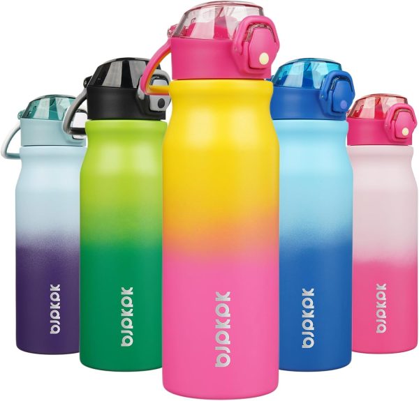 BJPKPK 18oz Insulated Water Bottle With Straw Stainless Steel Double Wall Water Bottles BPA Free Leak Proof Thermos With Lockable Flip Lid And Soft Silicone Spout,Ocean Dream - Image 147