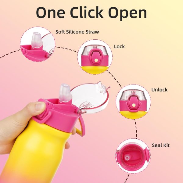 BJPKPK 18oz Insulated Water Bottle With Straw Stainless Steel Double Wall Water Bottles BPA Free Leak Proof Thermos With Lockable Flip Lid And Soft Silicone Spout,Ocean Dream - Image 149
