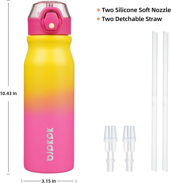 BJPKPK 18oz Insulated Water Bottle With Straw Stainless Steel Double Wall Water Bottles BPA Free Leak Proof Thermos With Lockable Flip Lid And Soft Silicone Spout,Ocean Dream - Image 150
