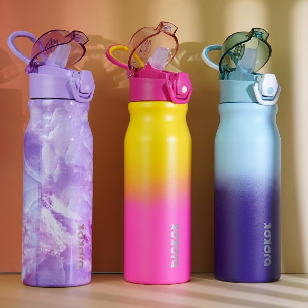 BJPKPK 18oz Insulated Water Bottle With Straw Stainless Steel Double Wall Water Bottles BPA Free Leak Proof Thermos With Lockable Flip Lid And Soft Silicone Spout,Ocean Dream - Image 151