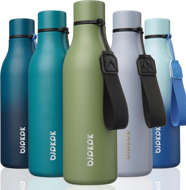 BJPKPK Insulated Water Bottles, 18 oz Stainless Steel Metal Water Bottle with Strap, BPA Free Leak Proof Thermos, Mugs, Flasks, Reusable Water Bottle for Sports & Travel, Black - Image 19