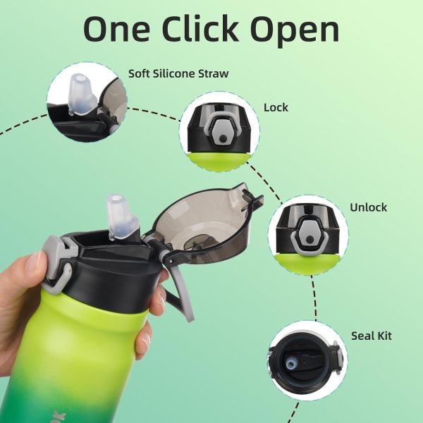 BJPKPK 18oz Insulated Water Bottle With Straw Stainless Steel Double Wall Water Bottles BPA Free Leak Proof Thermos With Lockable Flip Lid And Soft Silicone Spout,Ocean Dream - Image 154