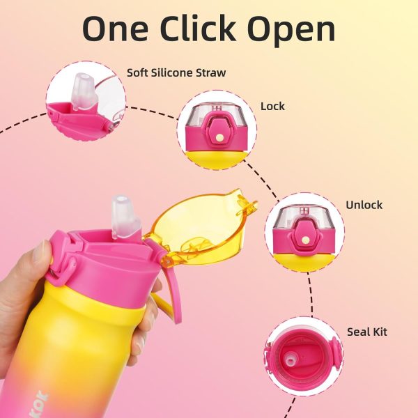 BJPKPK 18oz Insulated Water Bottle With Straw Stainless Steel Double Wall Water Bottles BPA Free Leak Proof Thermos With Lockable Flip Lid And Soft Silicone Spout,Ocean Dream - Image 159