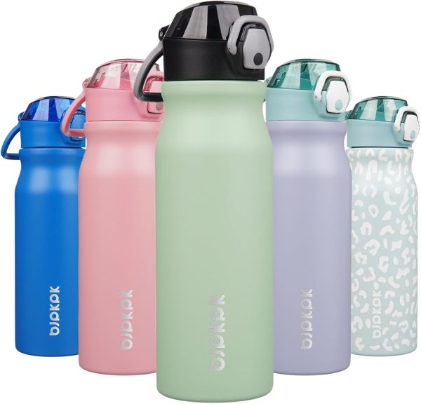 BJPKPK 18oz Insulated Water Bottle With Straw Stainless Steel Double Wall Water Bottles BPA Free Leak Proof Thermos With Lockable Flip Lid And Soft Silicone Spout,Ocean Dream - Image 163