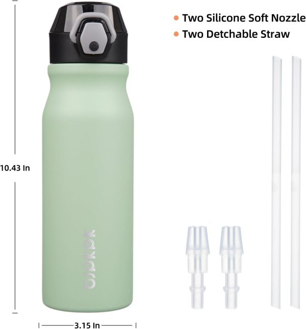 BJPKPK 18oz Insulated Water Bottle With Straw Stainless Steel Double Wall Water Bottles BPA Free Leak Proof Thermos With Lockable Flip Lid And Soft Silicone Spout,Ocean Dream - Image 166