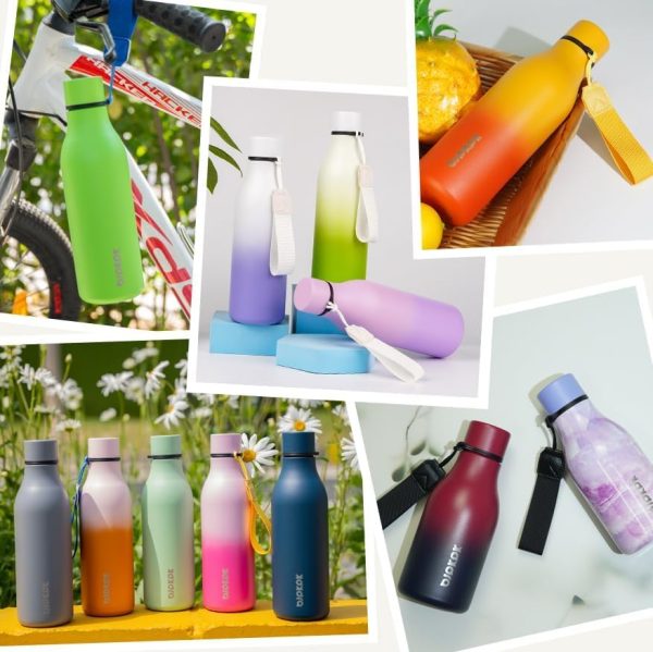 BJPKPK Insulated Water Bottles, 18 oz Stainless Steel Metal Water Bottle with Strap, BPA Free Leak Proof Thermos, Mugs, Flasks, Reusable Water Bottle for Sports & Travel, Black - Image 33
