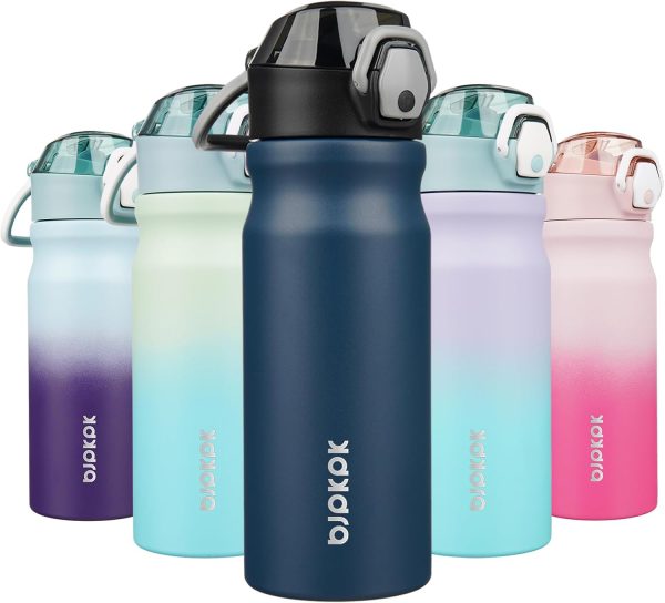 BJPKPK 18oz Insulated Water Bottle With Straw Stainless Steel Double Wall Water Bottles BPA Free Leak Proof Thermos With Lockable Flip Lid And Soft Silicone Spout,Ocean Dream - Image 168