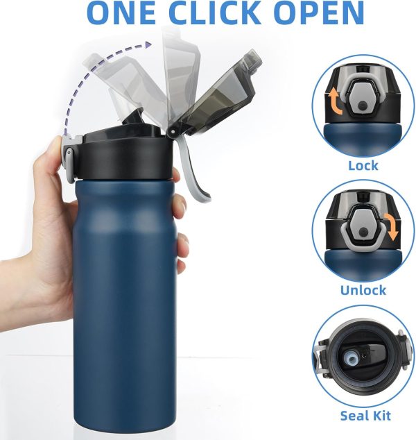 BJPKPK 18oz Insulated Water Bottle With Straw Stainless Steel Double Wall Water Bottles BPA Free Leak Proof Thermos With Lockable Flip Lid And Soft Silicone Spout,Ocean Dream - Image 170