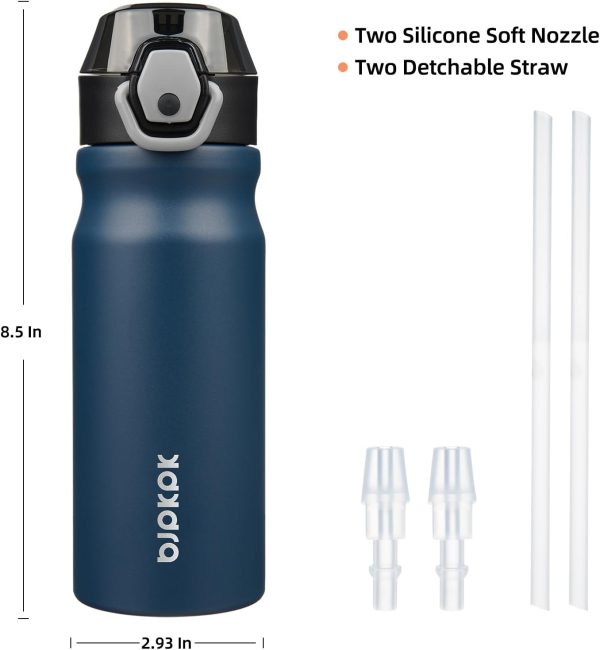 BJPKPK 18oz Insulated Water Bottle With Straw Stainless Steel Double Wall Water Bottles BPA Free Leak Proof Thermos With Lockable Flip Lid And Soft Silicone Spout,Ocean Dream - Image 171