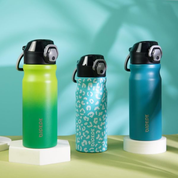 BJPKPK 18oz Insulated Water Bottle With Straw Stainless Steel Double Wall Water Bottles BPA Free Leak Proof Thermos With Lockable Flip Lid And Soft Silicone Spout,Ocean Dream - Image 172