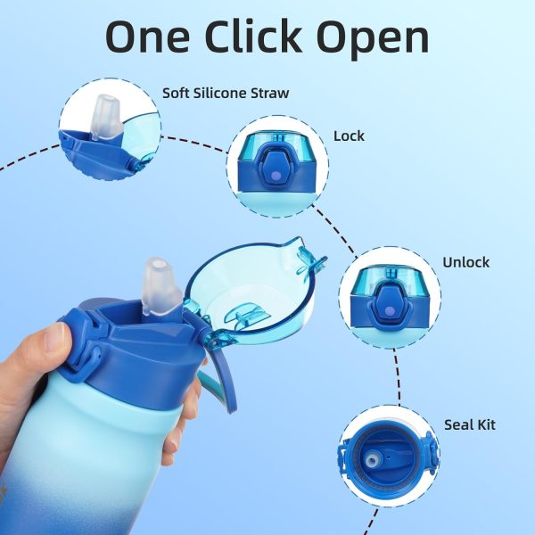 BJPKPK 18oz Insulated Water Bottle With Straw Stainless Steel Double Wall Water Bottles BPA Free Leak Proof Thermos With Lockable Flip Lid And Soft Silicone Spout,Ocean Dream - Image 175