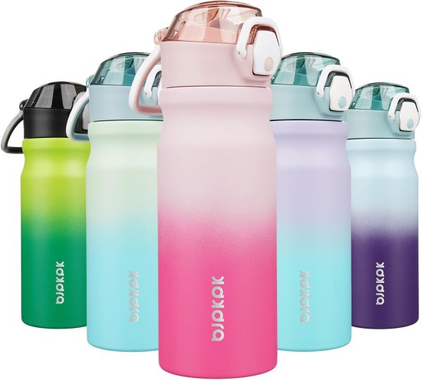 BJPKPK 18oz Insulated Water Bottle With Straw Stainless Steel Double Wall Water Bottles BPA Free Leak Proof Thermos With Lockable Flip Lid And Soft Silicone Spout,Ocean Dream - Image 177