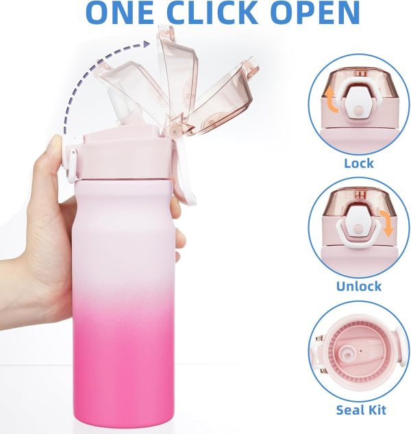 BJPKPK 18oz Insulated Water Bottle With Straw Stainless Steel Double Wall Water Bottles BPA Free Leak Proof Thermos With Lockable Flip Lid And Soft Silicone Spout,Ocean Dream - Image 179