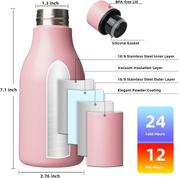 BJPKPK Insulated Water Bottles, 18 oz Stainless Steel Metal Water Bottle with Strap, BPA Free Leak Proof Thermos, Mugs, Flasks, Reusable Water Bottle for Sports & Travel, Black - Image 45