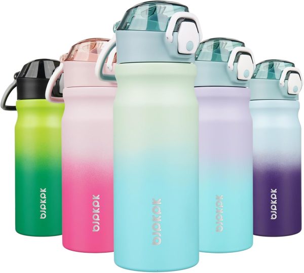 BJPKPK 18oz Insulated Water Bottle With Straw Stainless Steel Double Wall Water Bottles BPA Free Leak Proof Thermos With Lockable Flip Lid And Soft Silicone Spout,Ocean Dream - Image 183