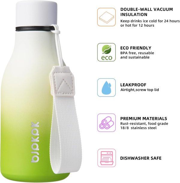 BJPKPK Insulated Water Bottles, 18 oz Stainless Steel Metal Water Bottle with Strap, BPA Free Leak Proof Thermos, Mugs, Flasks, Reusable Water Bottle for Sports & Travel, Black - Image 55