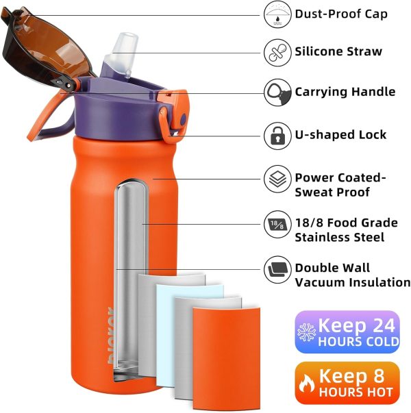 BJPKPK 18oz Insulated Water Bottle With Straw Stainless Steel Double Wall Water Bottles BPA Free Leak Proof Thermos With Lockable Flip Lid And Soft Silicone Spout,Ocean Dream - Image 193