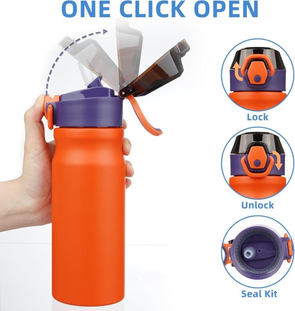 BJPKPK 18oz Insulated Water Bottle With Straw Stainless Steel Double Wall Water Bottles BPA Free Leak Proof Thermos With Lockable Flip Lid And Soft Silicone Spout,Ocean Dream - Image 194