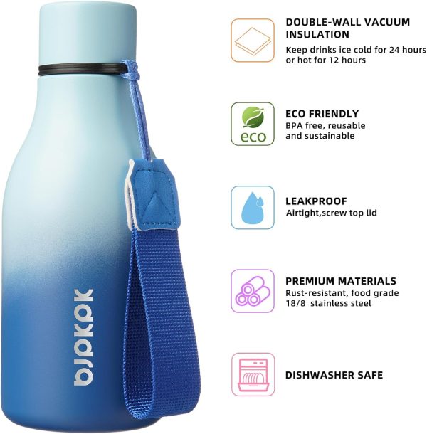 BJPKPK Insulated Water Bottles, 18 oz Stainless Steel Metal Water Bottle with Strap, BPA Free Leak Proof Thermos, Mugs, Flasks, Reusable Water Bottle for Sports & Travel, Black - Image 59