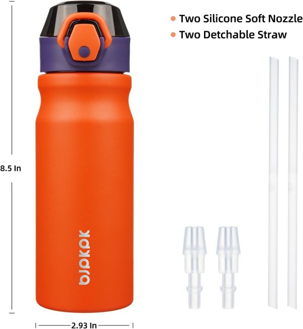 BJPKPK 18oz Insulated Water Bottle With Straw Stainless Steel Double Wall Water Bottles BPA Free Leak Proof Thermos With Lockable Flip Lid And Soft Silicone Spout,Ocean Dream - Image 195