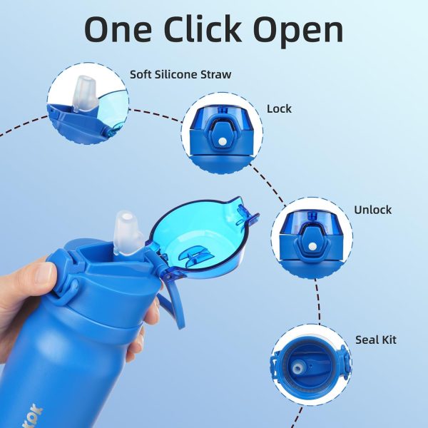 BJPKPK 18oz Insulated Water Bottle With Straw Stainless Steel Double Wall Water Bottles BPA Free Leak Proof Thermos With Lockable Flip Lid And Soft Silicone Spout,Ocean Dream - Image 200