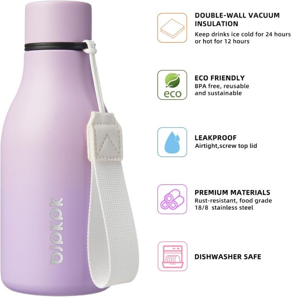 BJPKPK Insulated Water Bottles, 18 oz Stainless Steel Metal Water Bottle with Strap, BPA Free Leak Proof Thermos, Mugs, Flasks, Reusable Water Bottle for Sports & Travel, Black - Image 66