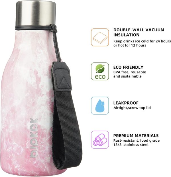 BJPKPK Insulated Water Bottles, 18 oz Stainless Steel Metal Water Bottle with Strap, BPA Free Leak Proof Thermos, Mugs, Flasks, Reusable Water Bottle for Sports & Travel, Black - Image 69