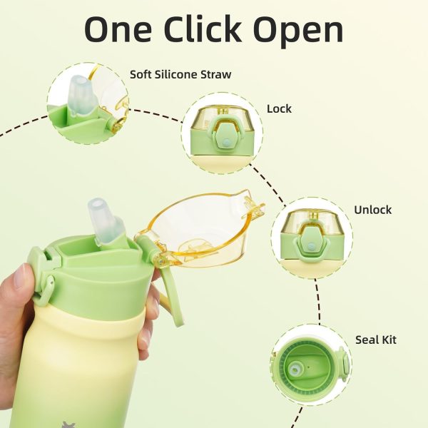 BJPKPK 18oz Insulated Water Bottle With Straw Stainless Steel Double Wall Water Bottles BPA Free Leak Proof Thermos With Lockable Flip Lid And Soft Silicone Spout,Ocean Dream - Image 204