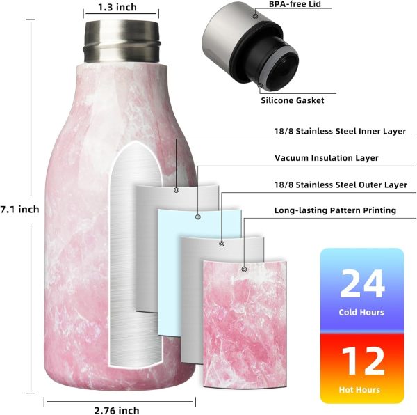 BJPKPK Insulated Water Bottles, 18 oz Stainless Steel Metal Water Bottle with Strap, BPA Free Leak Proof Thermos, Mugs, Flasks, Reusable Water Bottle for Sports & Travel, Black - Image 70