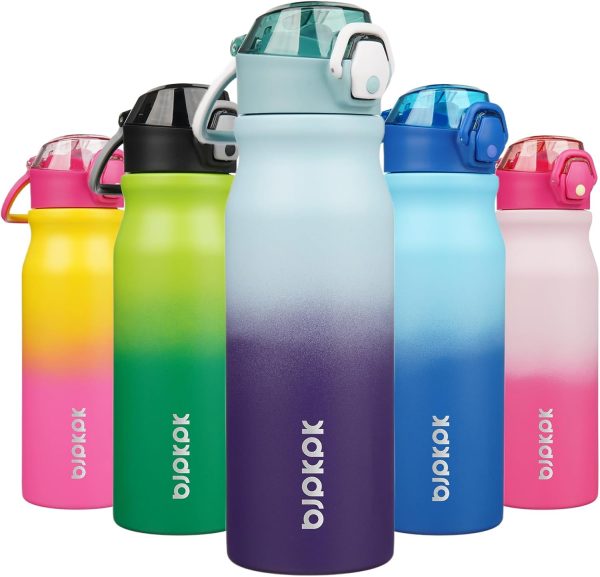 BJPKPK 18oz Insulated Water Bottle With Straw Stainless Steel Double Wall Water Bottles BPA Free Leak Proof Thermos With Lockable Flip Lid And Soft Silicone Spout,Ocean Dream - Image 207