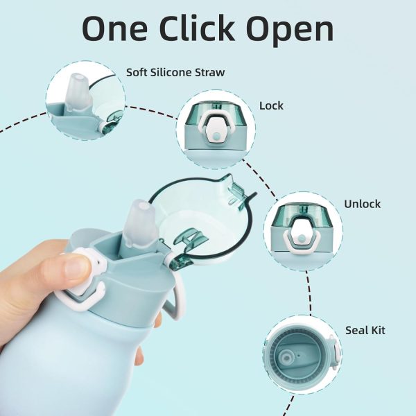 BJPKPK 18oz Insulated Water Bottle With Straw Stainless Steel Double Wall Water Bottles BPA Free Leak Proof Thermos With Lockable Flip Lid And Soft Silicone Spout,Ocean Dream - Image 209
