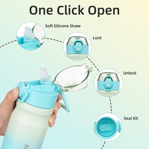 BJPKPK 18oz Insulated Water Bottle With Straw Stainless Steel Double Wall Water Bottles BPA Free Leak Proof Thermos With Lockable Flip Lid And Soft Silicone Spout,Ocean Dream - Image 213