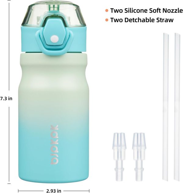 BJPKPK 18oz Insulated Water Bottle With Straw Stainless Steel Double Wall Water Bottles BPA Free Leak Proof Thermos With Lockable Flip Lid And Soft Silicone Spout,Ocean Dream - Image 214