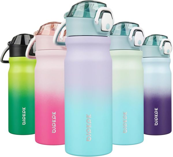 BJPKPK 18oz Insulated Water Bottle With Straw Stainless Steel Double Wall Water Bottles BPA Free Leak Proof Thermos With Lockable Flip Lid And Soft Silicone Spout,Ocean Dream - Image 220